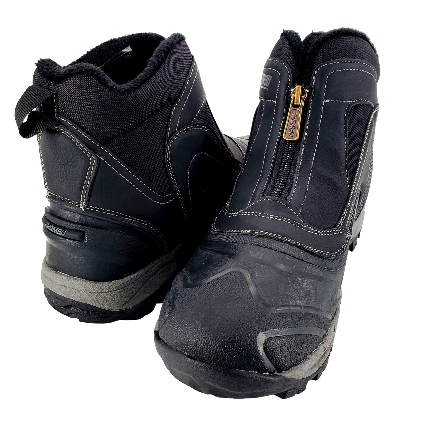 KHOMBU Boots Mens Mason Outdoor Waterproof Rugged Slip-on Zipper Front Shoes