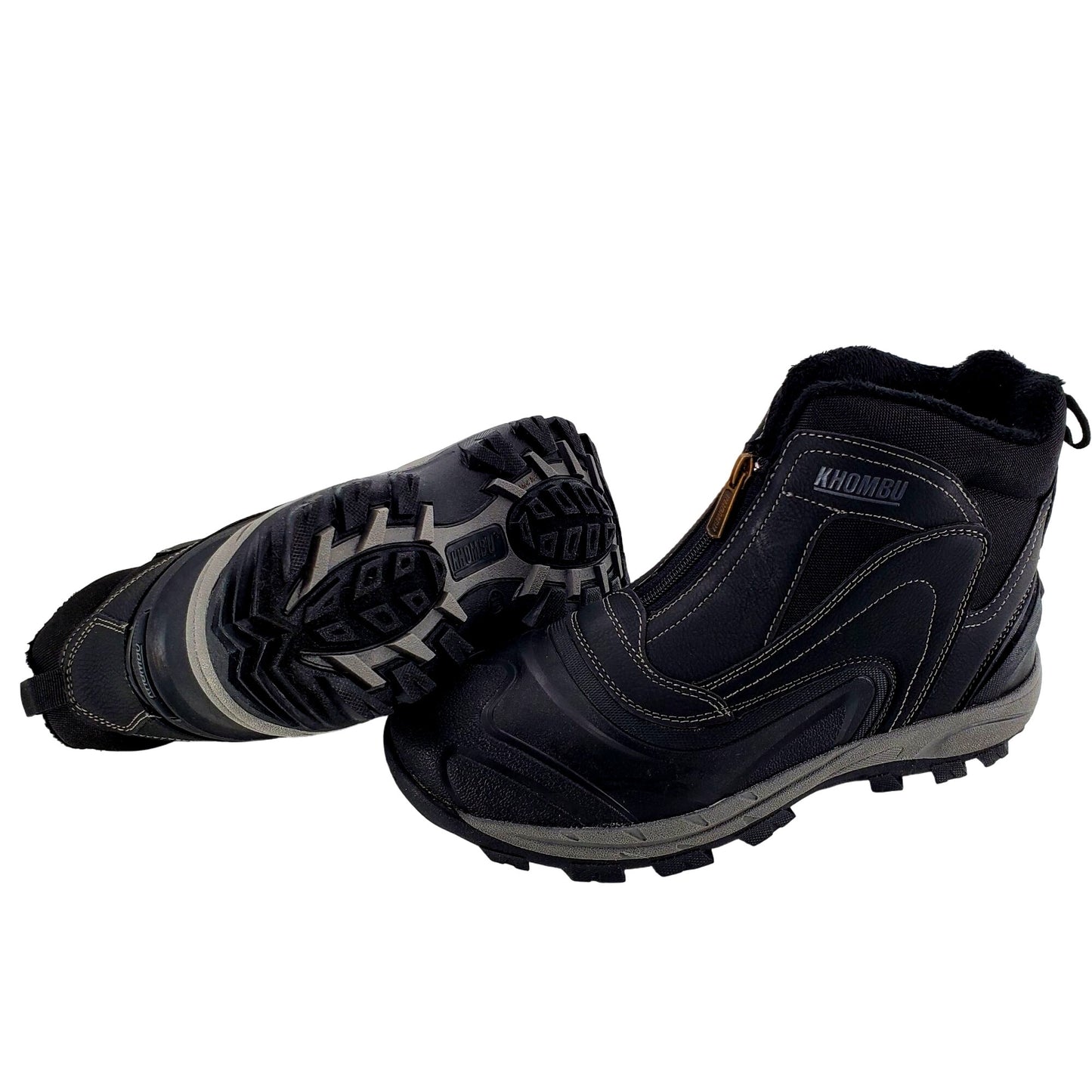 KHOMBU Boots Mens Mason Outdoor Waterproof Rugged Slip-on Zipper Front Shoes