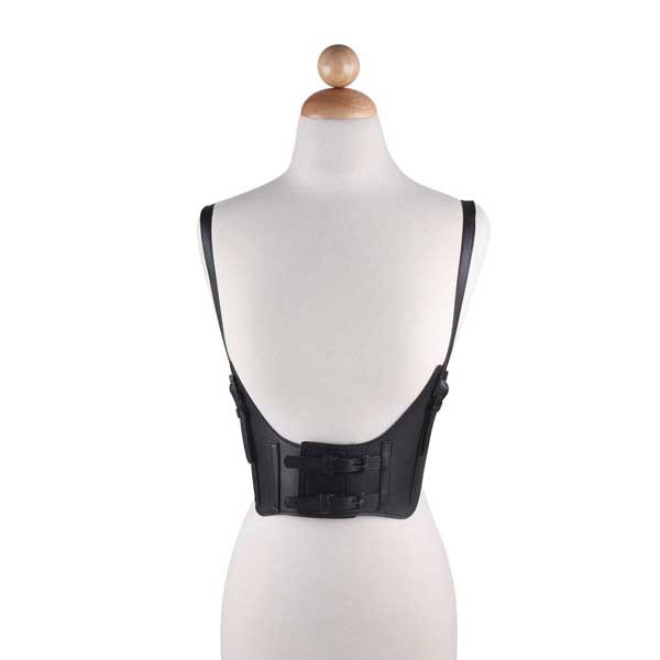 Faux Leather Corset Underbust Waist Belt Harness Shoulder Straps