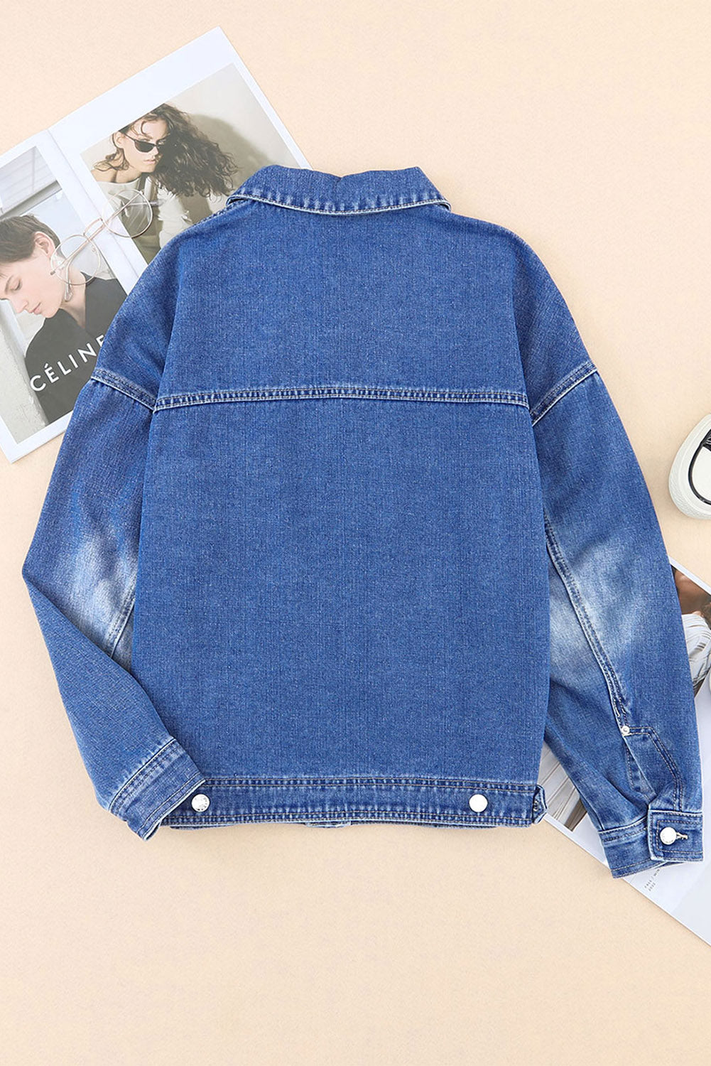 Oversized Denim Jacket Button-Up Collared Retro 90s Boyfriend Heavy Blue Jean