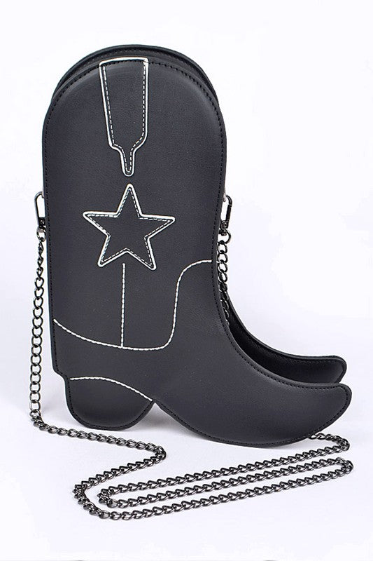 Country Western Boot Convertible Purse Crossbody Shoulder Novelty Bag Clutch Vegan Fun Eclectic