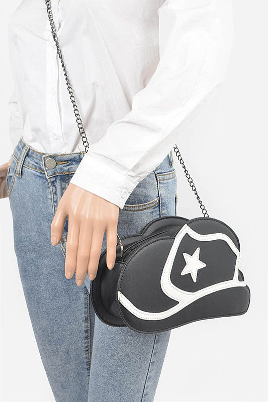 Western Cowboy Hat Purse Convertible Novelty Bag Cowgirl Crossbody Shoulder Clutch Vegan Fun Eclectic