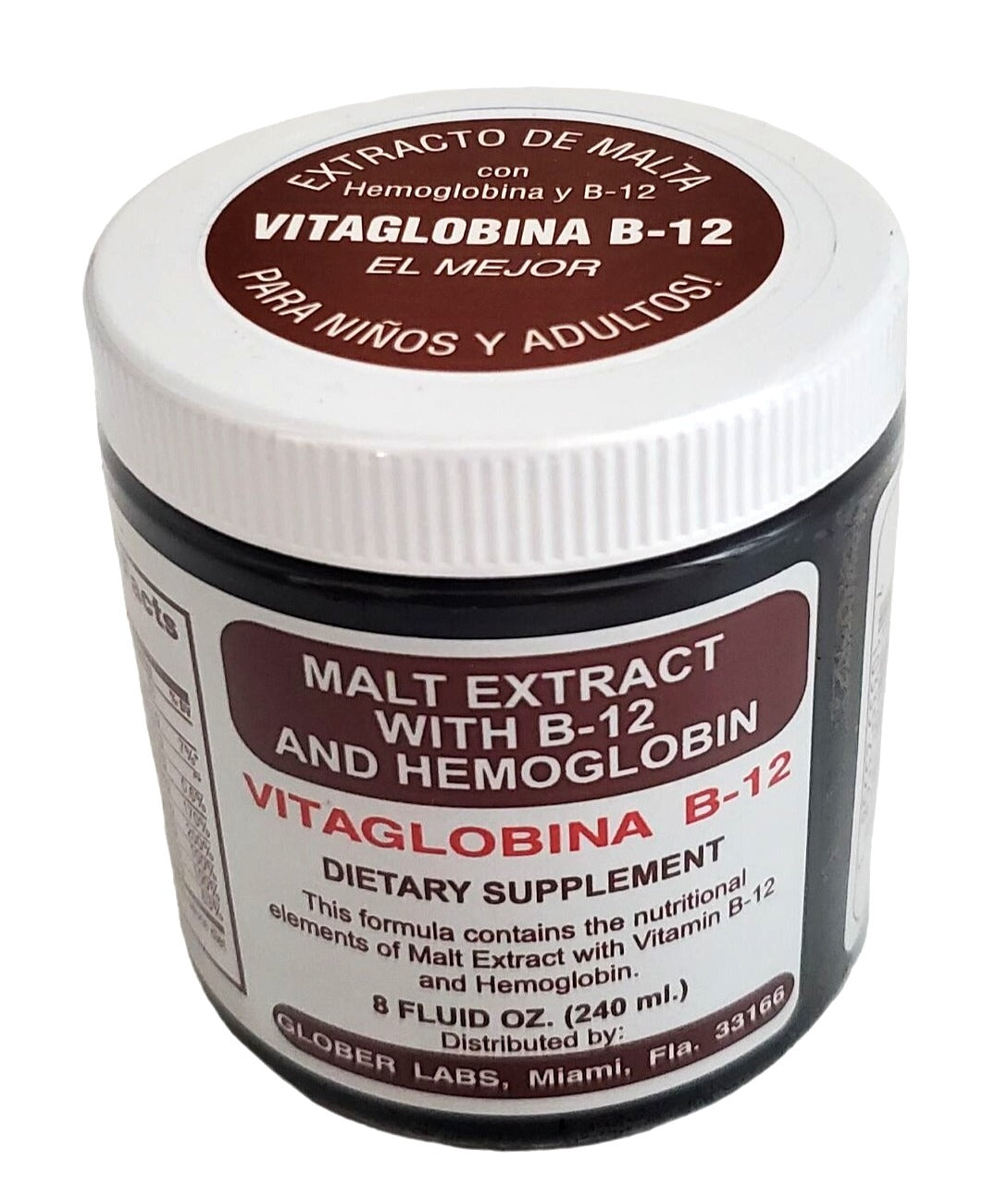 Glober Labs Malt extract with B-12 and Hemoglobin 8oz container