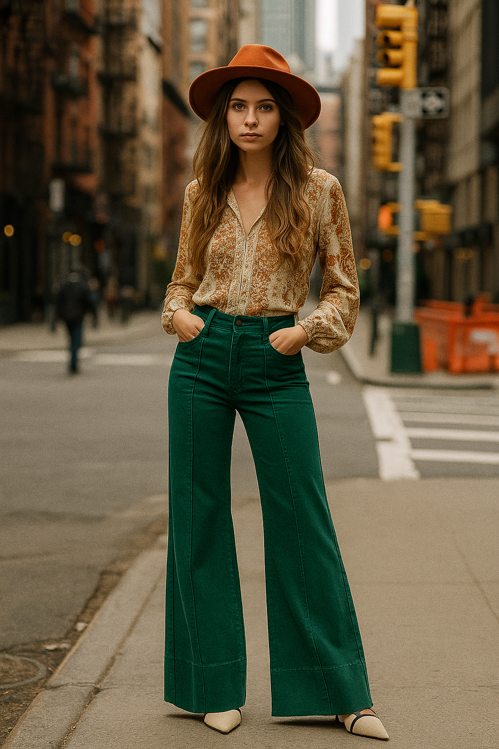 RISEN Mid-Rise Tummy Control Slim Fit Waist Baggy Wide Leg 70s Pants Denim Jeans Plus Size Available