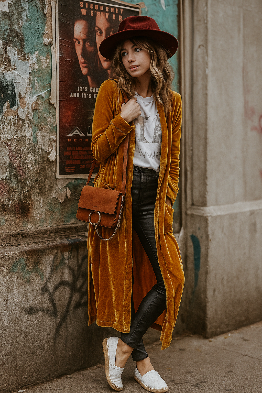 Retro Velour 70s Longline Open Front Pocket Cardigan Split Hem Sweater Duster Jacket