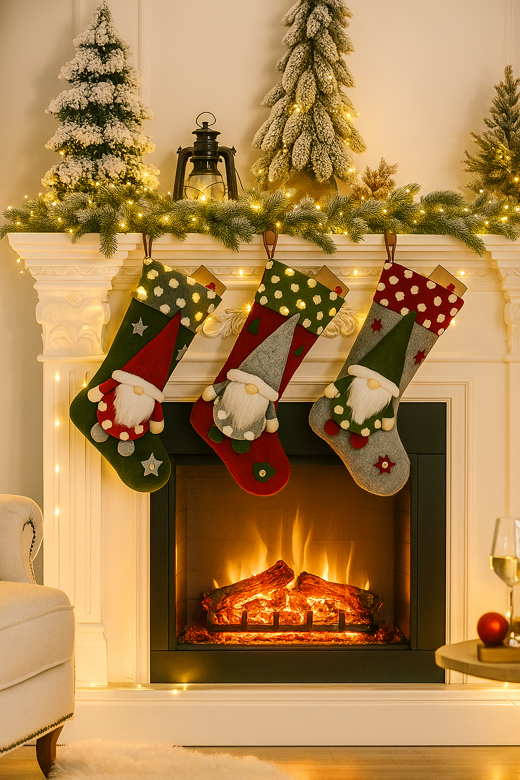 Gnome Christmas Hanging 3D Stockings Home Decor Holiday Decoration Colorful Plush