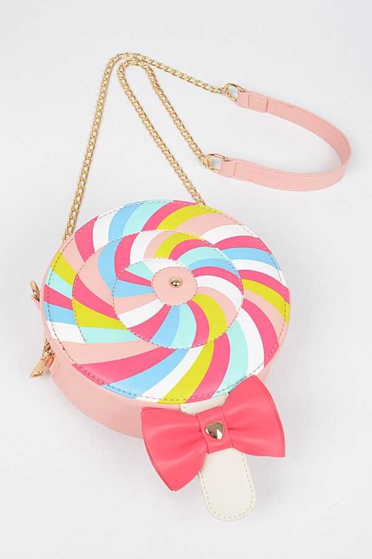 Lollipop Candy Convertible Crossbody Shoulder Novelty Bag Clutch Vegan Fun Eclectic