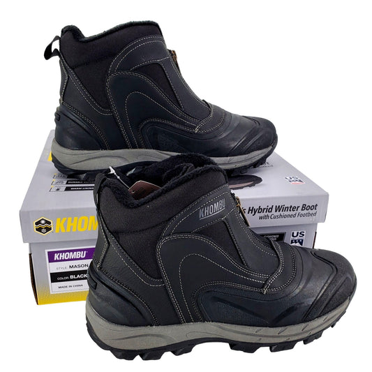 KHOMBU Boots Mens Mason Outdoor Waterproof Rugged Slip-on Zipper Front Shoes