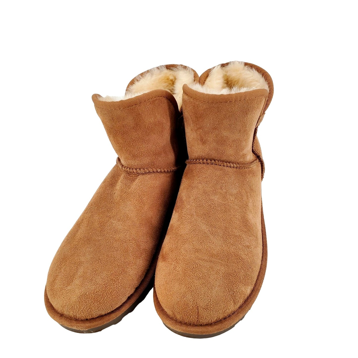 Kirkland Signature Real Fur Winter Boot Womens Shearling Sheepskin Suede Scalloped Fold Over Outdoor Shoes