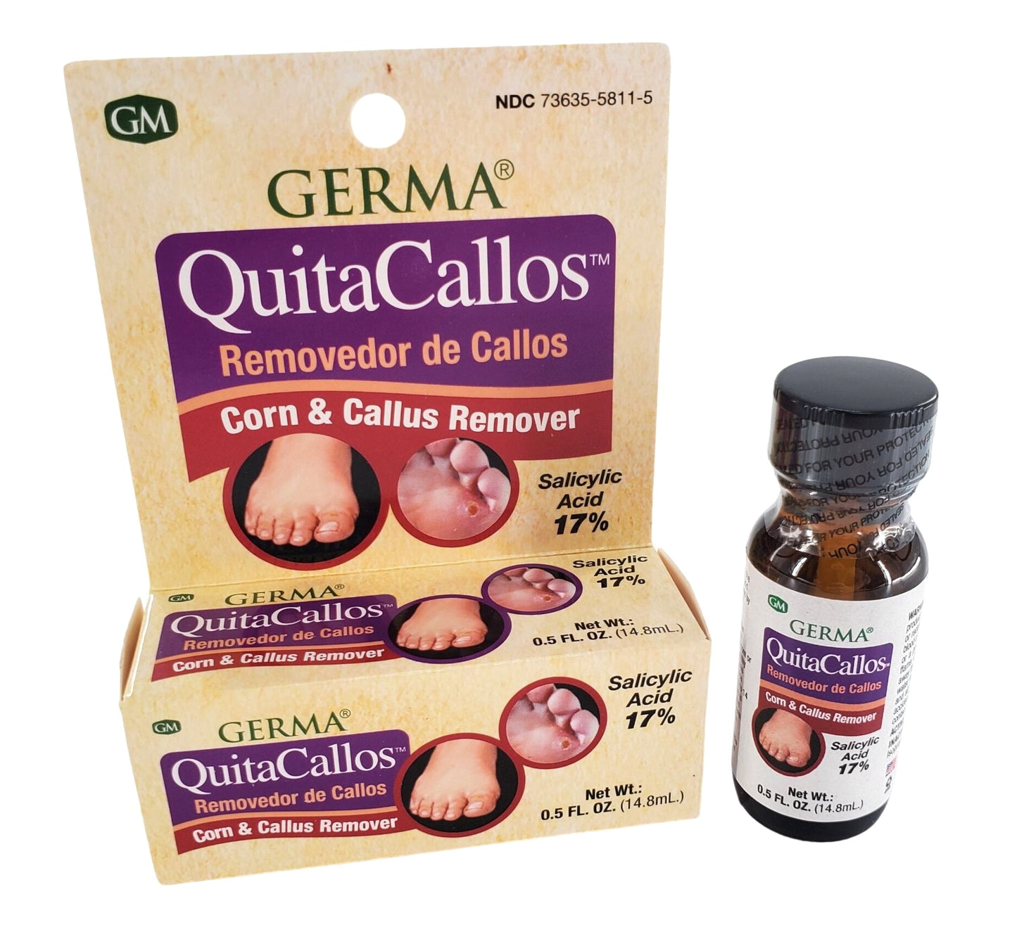 Germa Quita Callos Corn and Callus Remover 0.5oz Bottle with applicator
