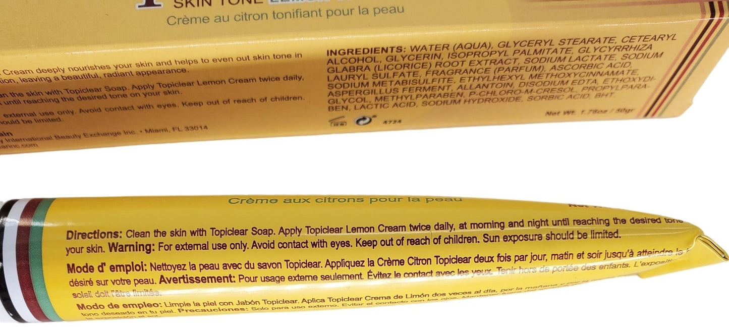 Topiclear Skin Tone Lemon Cream 1.76oz (50g)
