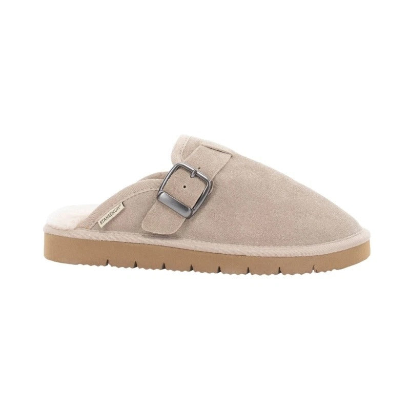 Staheekum Women Chelan Suede Faux Fur Clogs Slip on Memory Foam Slides Beige