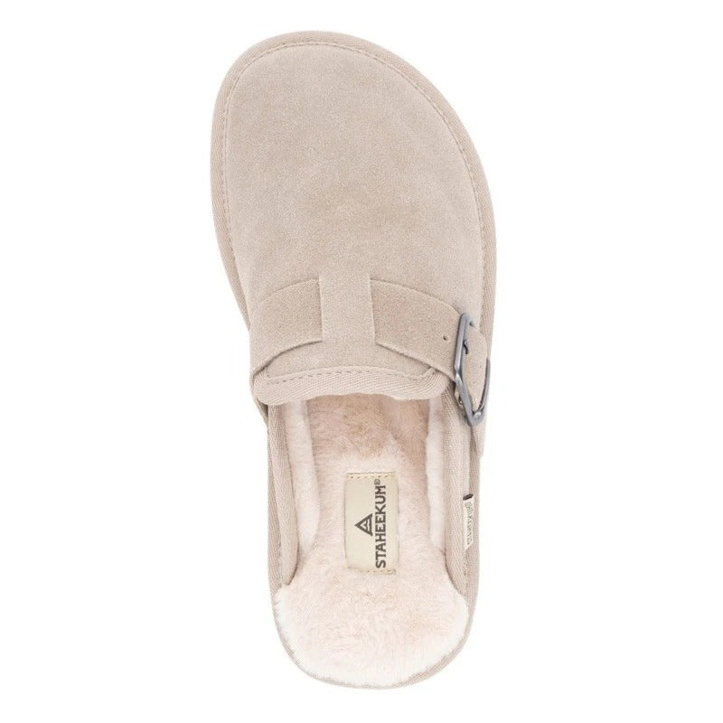 Staheekum Women Chelan Suede Faux Fur Clogs Slip on Memory Foam Slides Beige