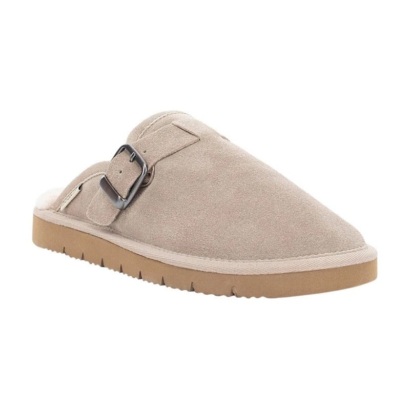 Staheekum Women Chelan Suede Faux Fur Clogs Slip on Memory Foam Slides Beige