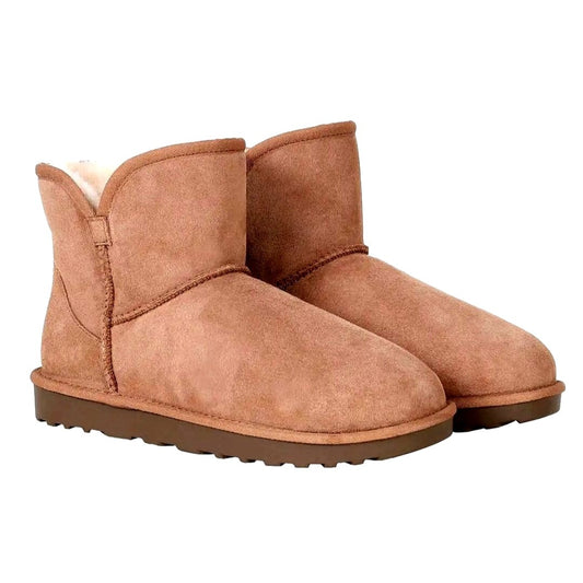 Kirkland Signature Real Fur Winter Boot Womens Shearling Sheepskin Suede Scalloped Fold Over Outdoor Shoes