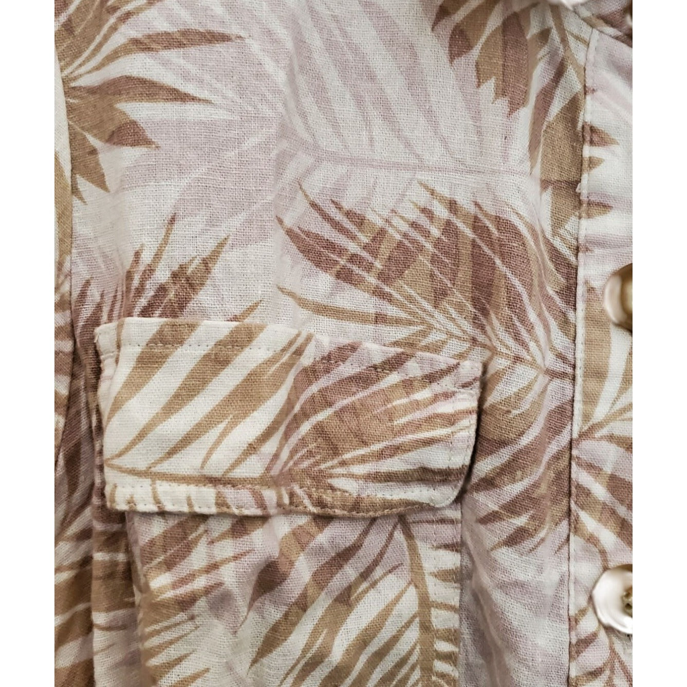 Matty M Women's Linen Blend Button Front Shorts Romper Tropical Palm One-piece