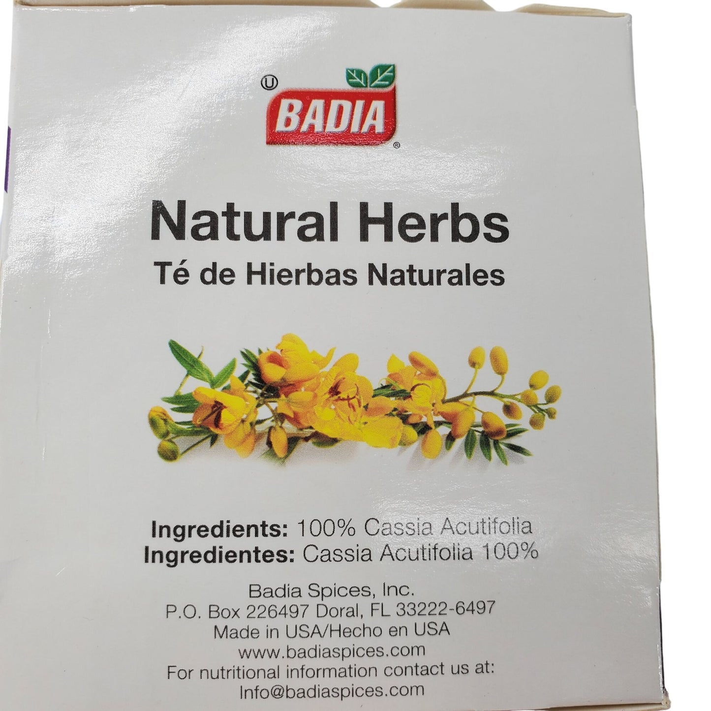 Badia Natural Herbs Slimming Caffeine-Free Tea Bag Herbal Cassia Acutiforlia Drink Box of 10