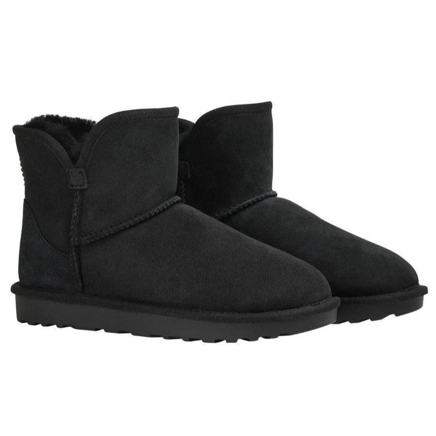 KIrkland Signature Real Fur Boots Womens Shearling Sheepskin Suede Scalloped Fold Over Shoes
