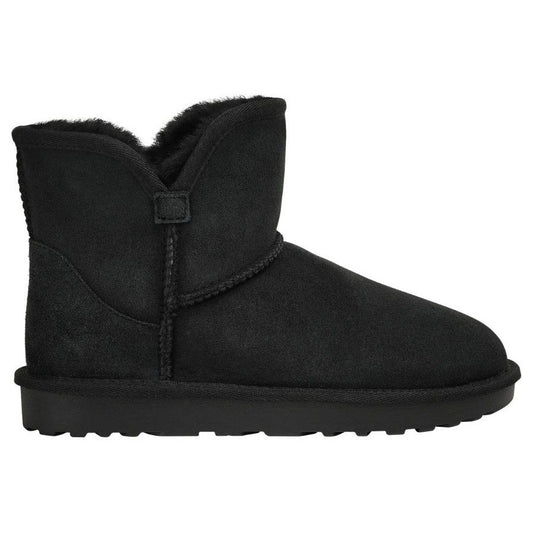 KIrkland Signature Real Fur Boots Womens Shearling Sheepskin Suede Scalloped Fold Over Shoes