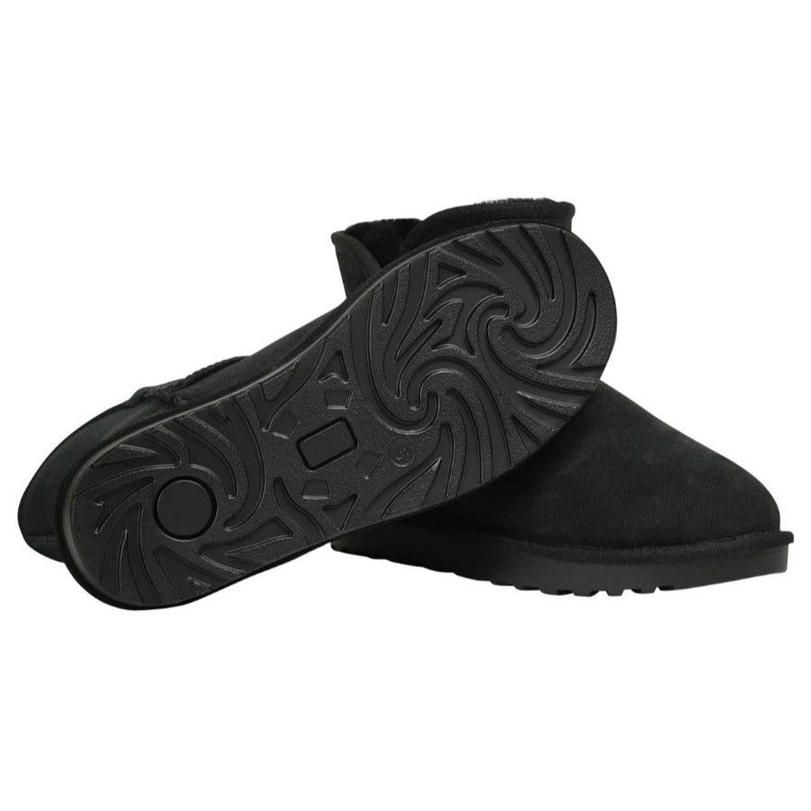 KIrkland Signature Real Fur Boots Womens Shearling Sheepskin Suede Scalloped Fold Over Shoes