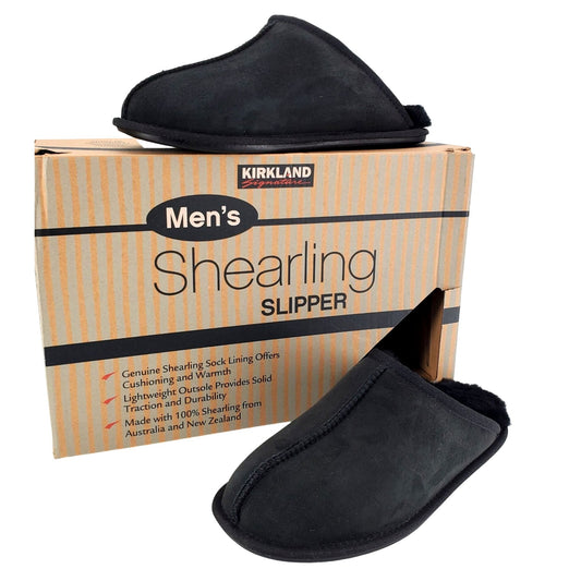 Kirkland Signature Slippers Sheepskin Mens Shearling Suede Real Fur Slides House Shoes