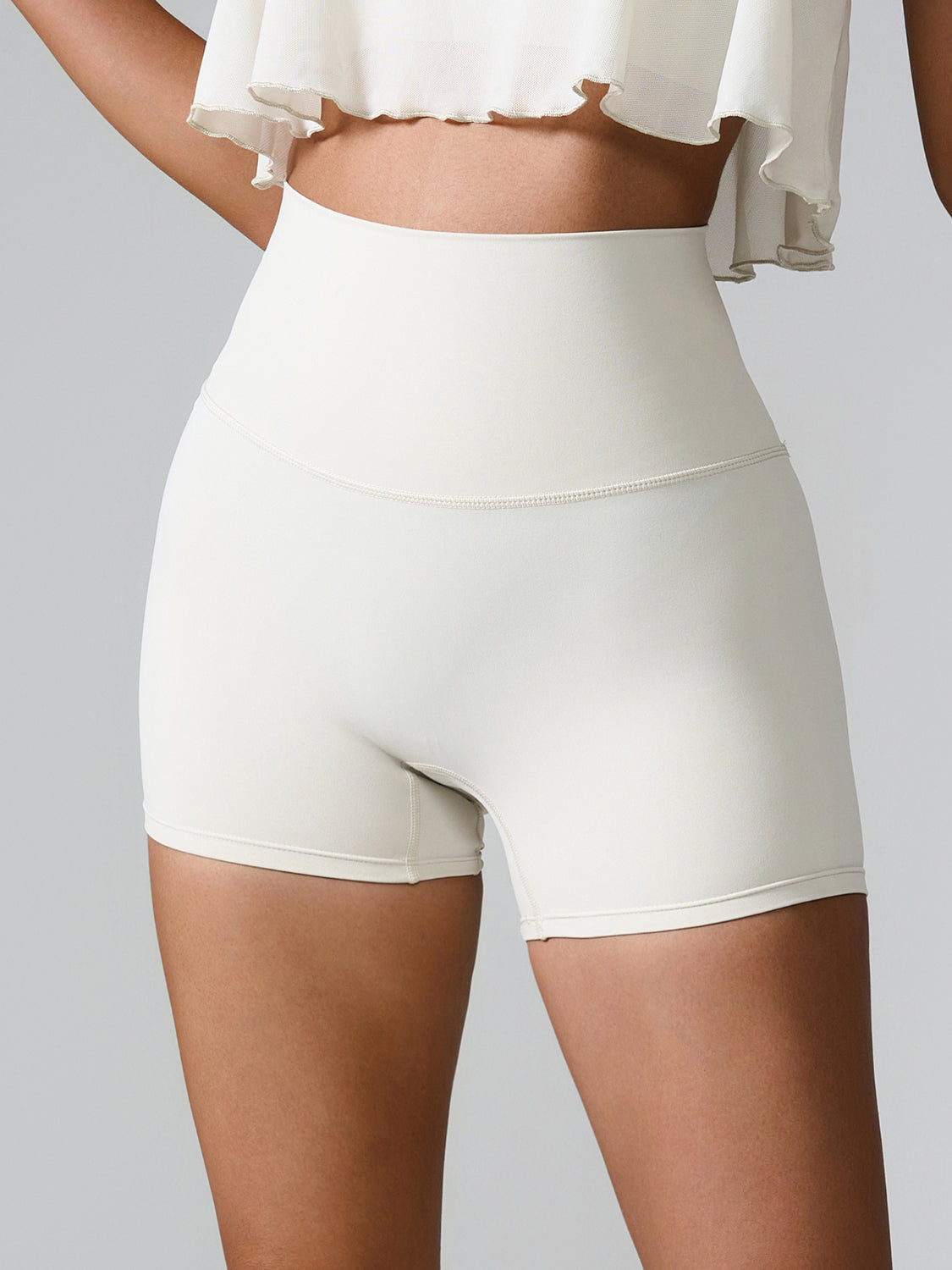High Rise Athletic Shorts Wide Waistband Back Pocket Yoga Activewear