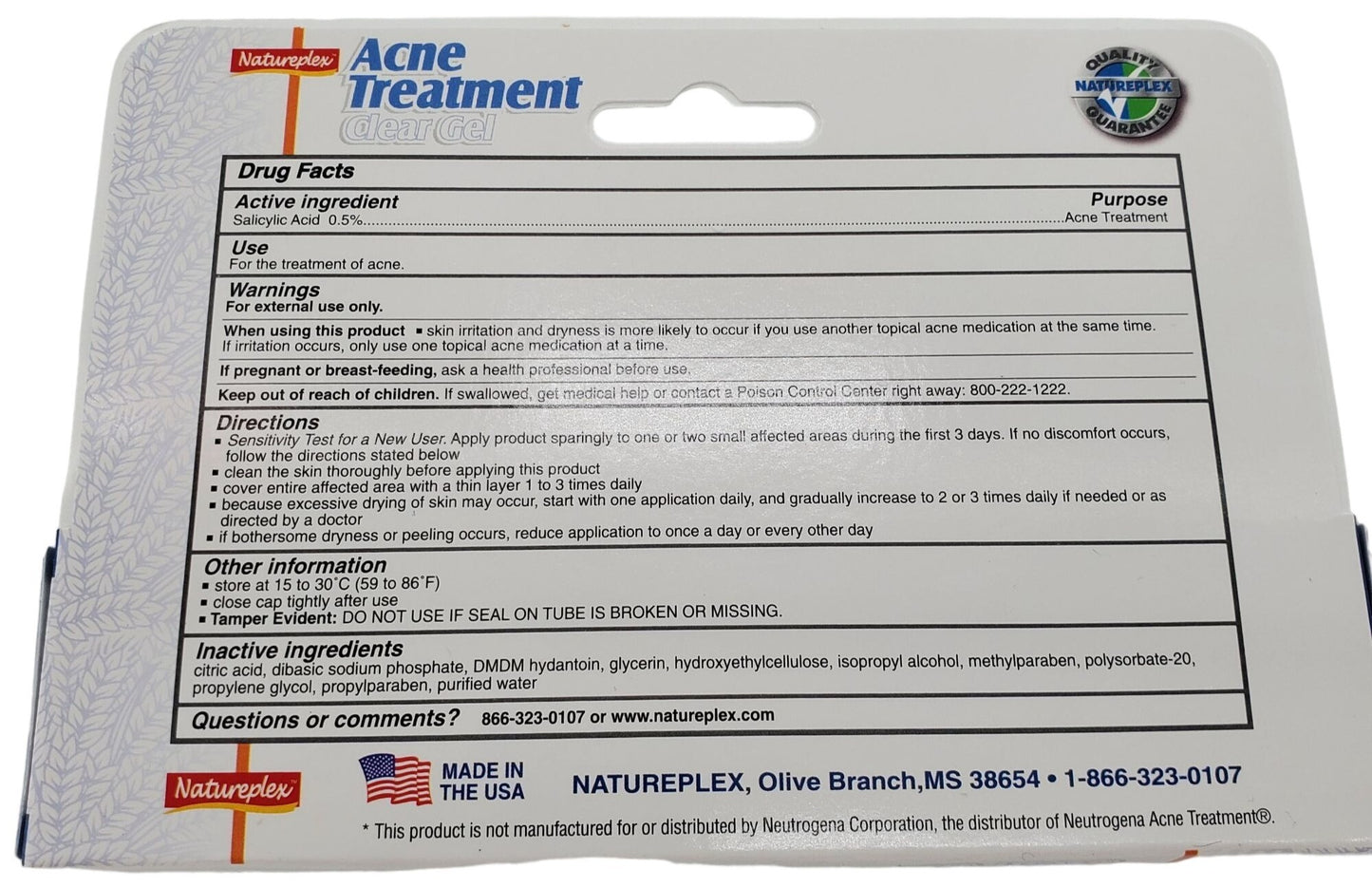 Natureplex Acne Treatment Pimple Clear Gel 1.5oz Salicylic Acid Acne Treatment