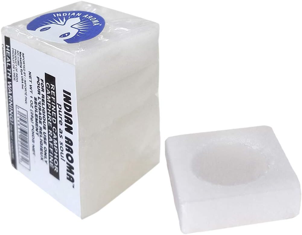 Indian Aroma Premium Refined Camphor Blocks for Aromatherapy, Odor Eliminator, Puja, 16 Blocks