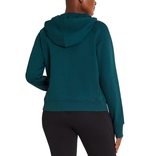 Danskin Women's Half Zip Hoodie Pullover Active Sweater Shirt Activewear Sweatshirt Thumbhole Long Sleeve Top Green
