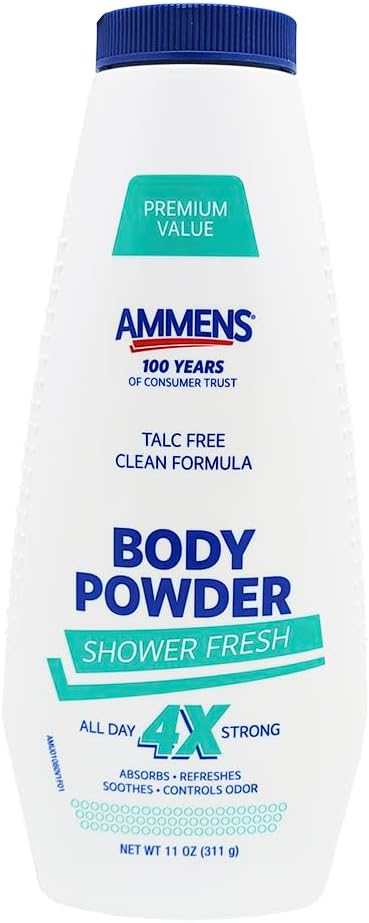 Ammens Powder Shower Fresh Scented Medicated Body Powder Talc FREE Clean Formula 11 oz