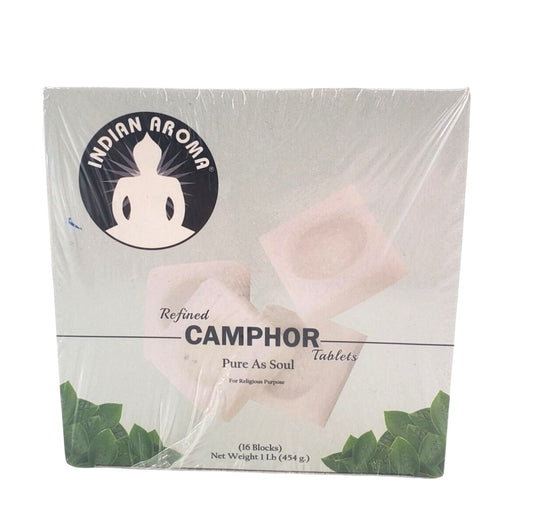 Indian Aroma Premium Refined Camphor Blocks for Aromatherapy, Odor Eliminator, Puja, 16 Blocks