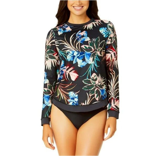 Hurley Rash Guard Shirt Tropical Dream Swimwear Long Sleeve Sun Swimsuit Top