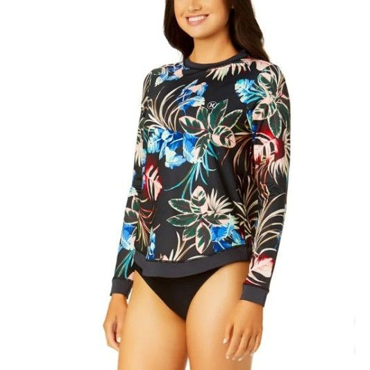 Hurley Women's Swimwear Long Sleeve Sun Shirt Rashguard Swimsuit Top Tropical Dream