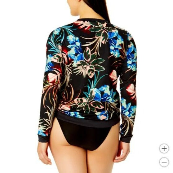 Hurley Swimwear Long Sleeve Sun Shirt Rashguard Swimsuit Top Tropical Dream