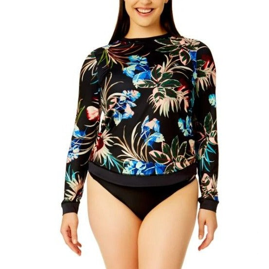Hurley Swimwear Long Sleeve Sun Shirt Rashguard Swimsuit Top Tropical Dream