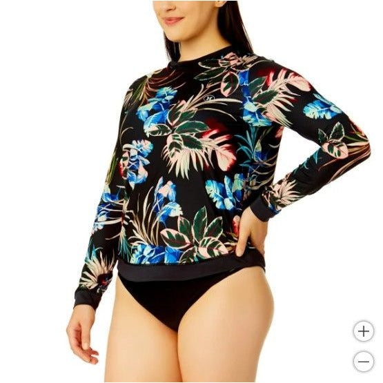 Hurley Swimwear Long Sleeve Sun Shirt Rashguard Swimsuit Top Tropical Dream
