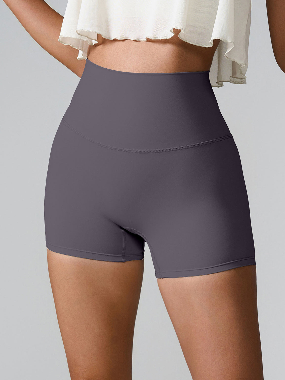 High Rise Athletic Shorts Wide Waistband Back Pocket Yoga Activewear