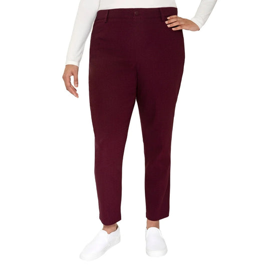 Mario Serrani Women Textured Pull-On Ankle Pants Slit Hem Stretch Slim Fit