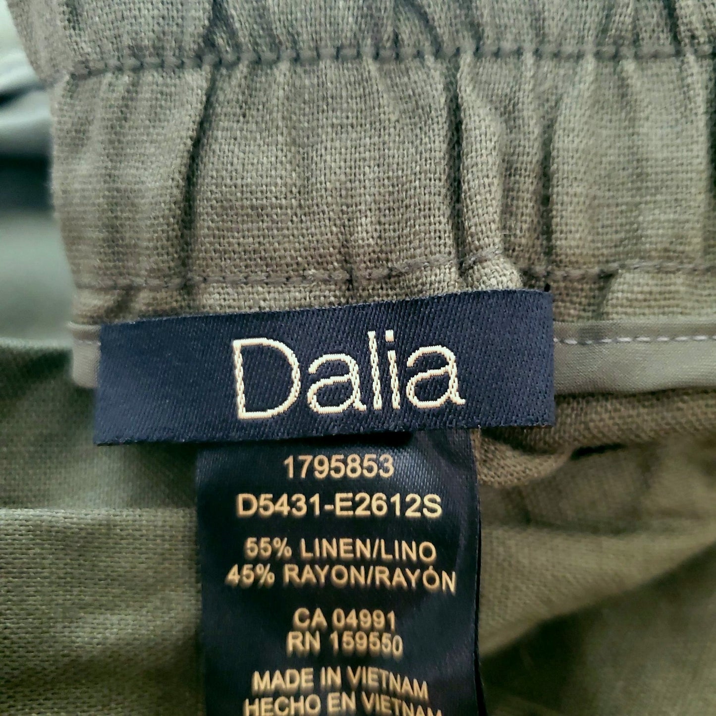 Dalia Women Belted Tie Linen Blend Elastic Waist Shorts Lightweight Breathable Olive Green