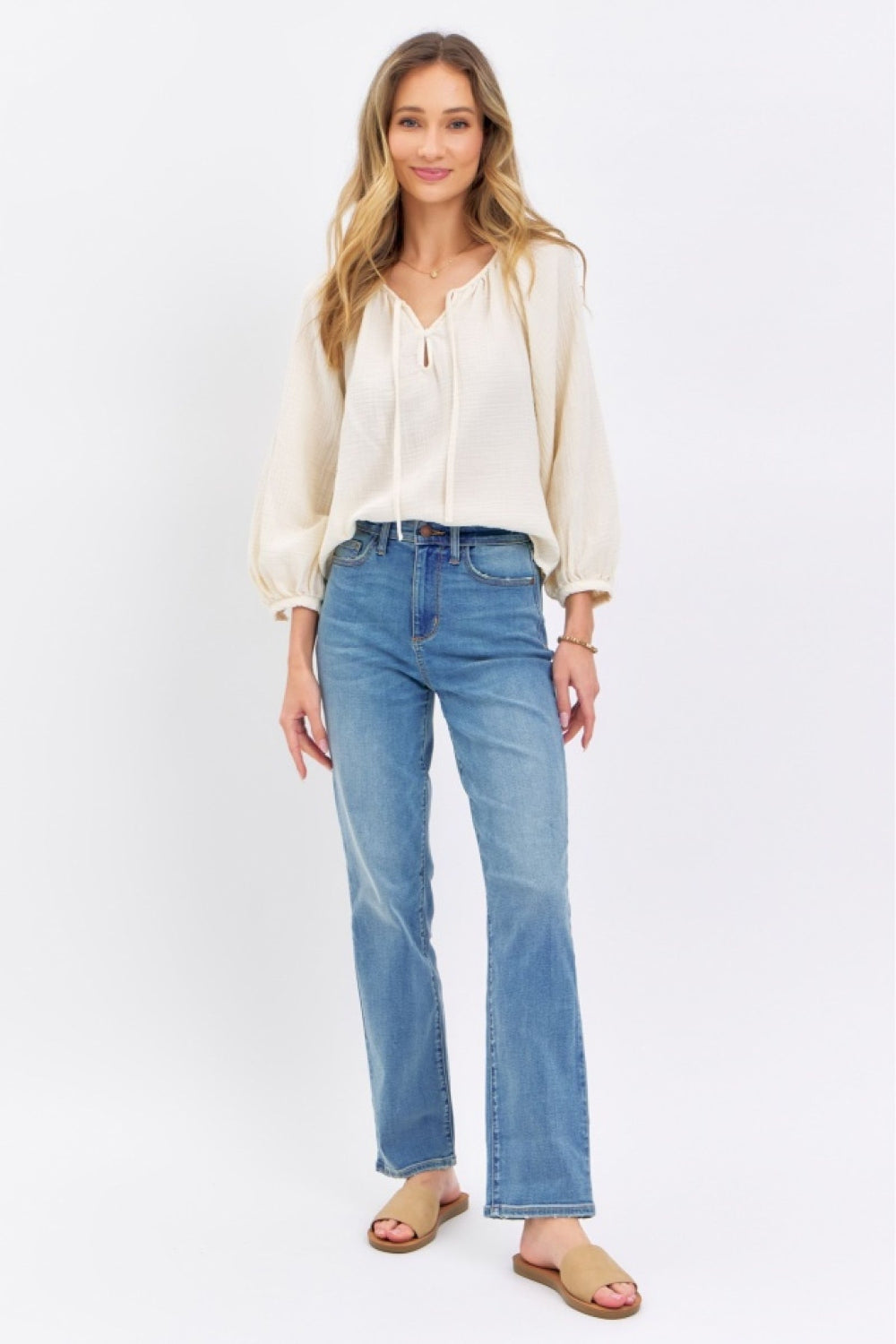 High Rise Waist Boyfriend Jeans Straight Leg Relaxed Fit Denim Pants Judy Blue