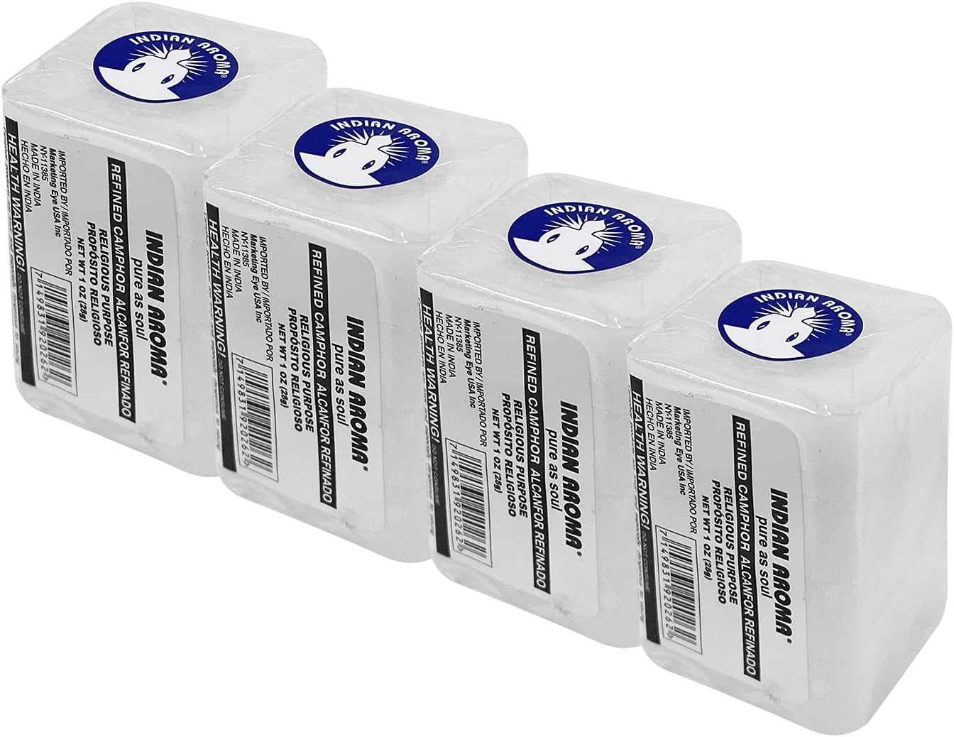 Indian Aroma Premium Refined Camphor Blocks for Aromatherapy, Odor Eliminator, Puja, 16 Blocks