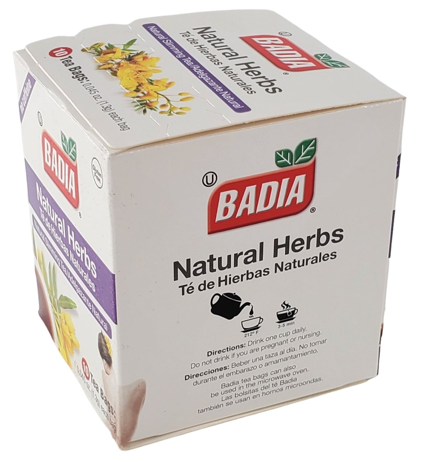 Badia Natural Herbs Slimming Caffeine-Free Tea Bag Herbal Cassia Acutiforlia Drink Box of 10