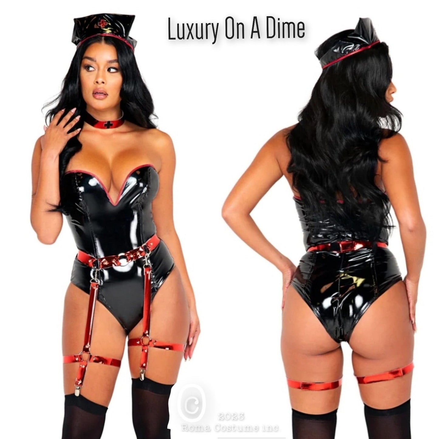 4-Piece Dark Naughty Nurse Seductive Sexy Adult Women Costume Cosplay
