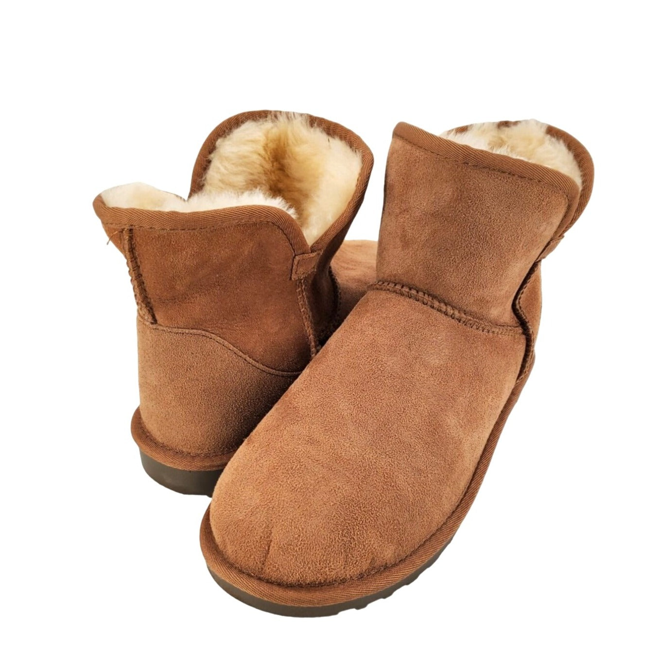 Kirkland Signature Real Fur Winter Boot Womens Shearling Sheepskin Suede Scalloped Fold Over Outdoor Shoes