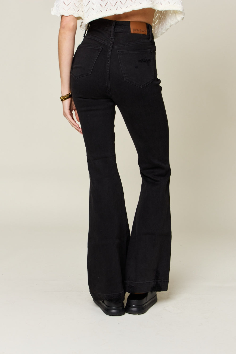 Distressed Tummy Control High Waist Skinny Denim Flare Bell Bottom Jean Pants Judy Blue