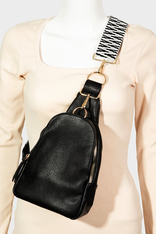 Vegan Leather Crossbody Sling Bag Shoulder Purse Colorful Convertible Wide Strap