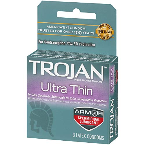 Trojan Condom Sensitivity Ultra Thin with Spermicidal Lubricant, 3 Count
