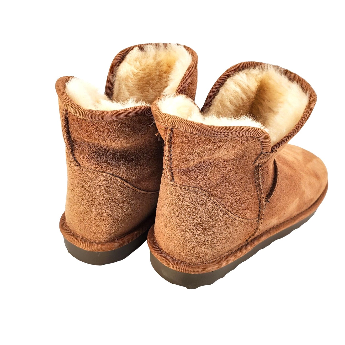 Kirkland Signature Real Fur Winter Boot Womens Shearling Sheepskin Suede Scalloped Fold Over Outdoor Shoes