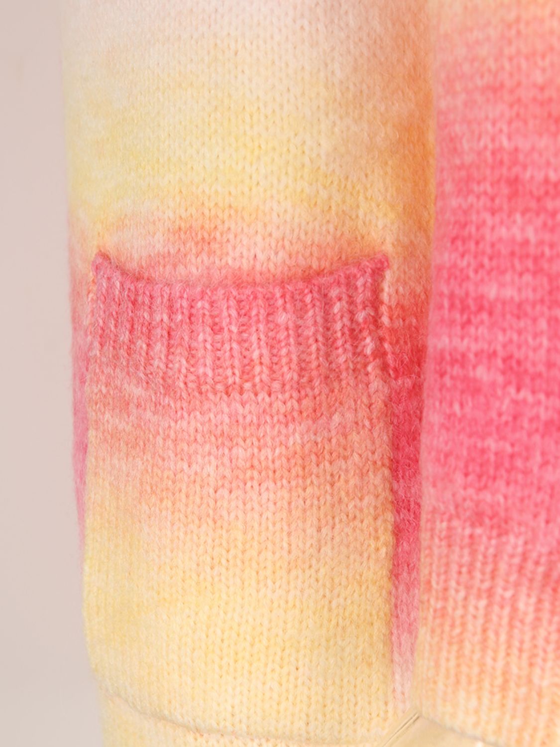 Retro Knit Longline Cardigan Colorful Ombre Patch Pocket Open Sweater Duster