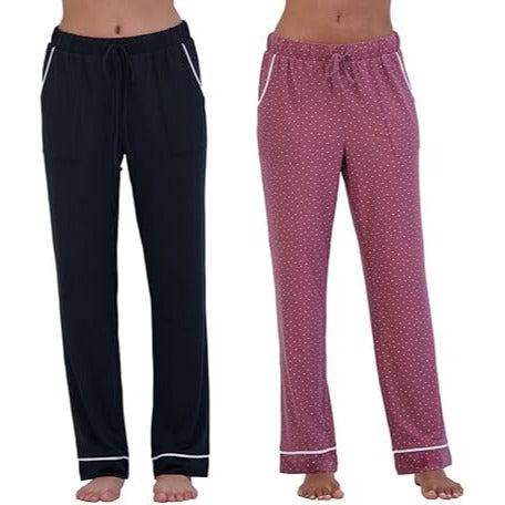 Lucky Brand Women's Lounge Pants 2-pack Set Drawstring Elastic Waist Relaxed Fit Leisure Loungewear